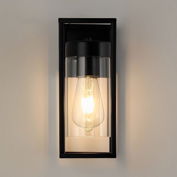 Rectangular Minimalist Iron Glass Black Retro Industrial Wall Lamp - Image 3