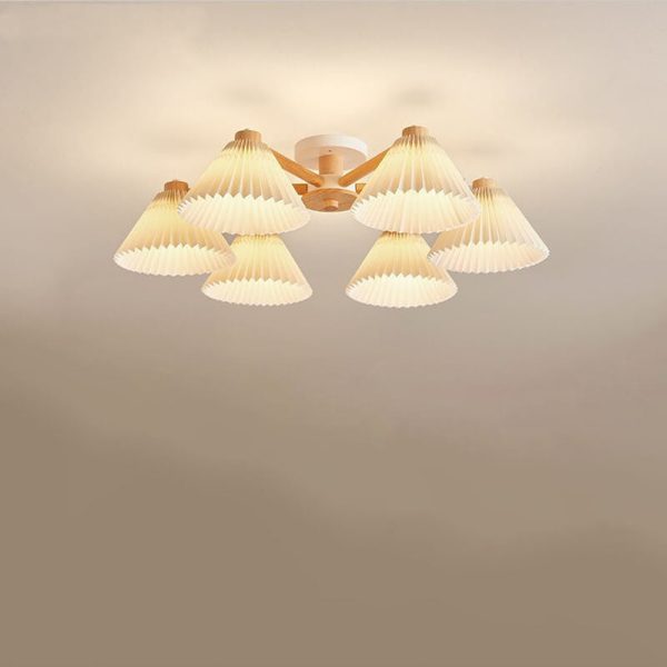 Nordic Wood Pleated Shade 3/6/8 Light Semi-Flush Mount Ceiling Light - Image 5