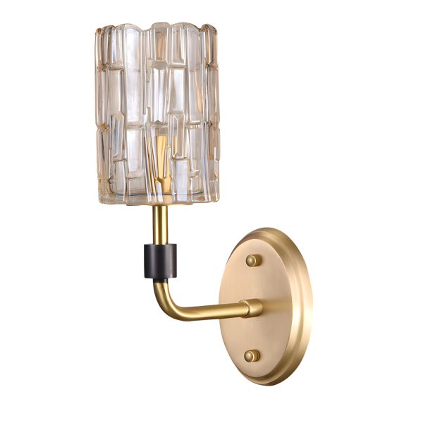 Luxury Copper Armed Crystal Wall Light Modern 1/2-Light Sconce - Image 7