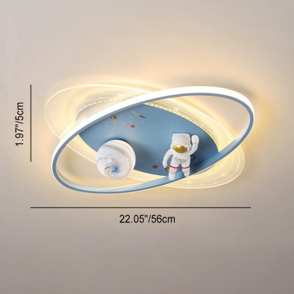 Childlike Cartoon Resin Astronaut Round Acrylic LED Flush Mount Ceiling Light - Image 7