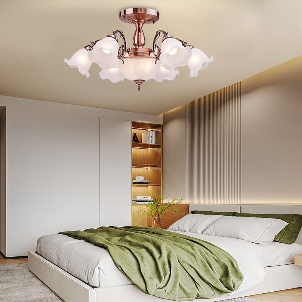 8-light Electroplated Glass Flower Shaped LED Traditional Chandeliers - Image 2