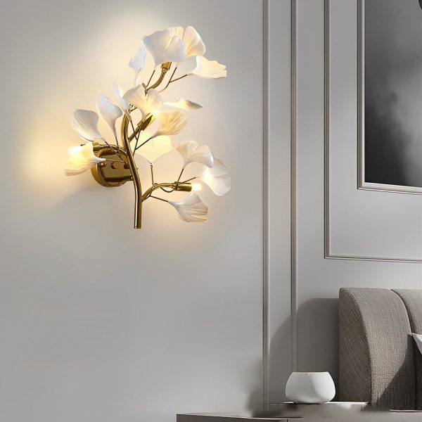 Ginkgo Biloba Leaves Branches 3 Step Dimming Gold Nordic Wall Lights Fixture - Image 2