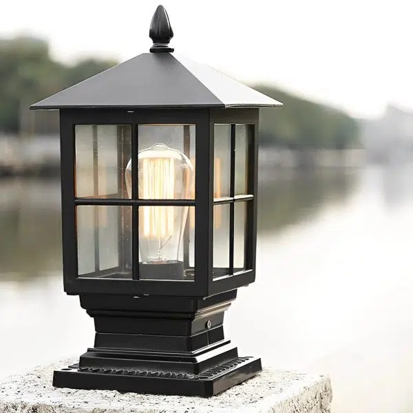 Traditional Square Waterproof LED Black Classic Solar Post Caps Lights - Image 8