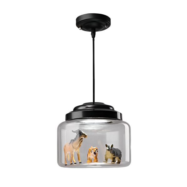 Personality Animal Model Decor Glass Jar LED Black Modern Pendant Light - Image 7