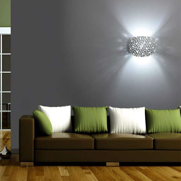 Round Creative Hollow LED up and down Lighting White Nordic Wall Lamp - Image 2