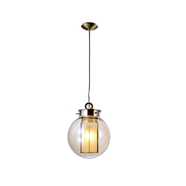 1-Light Amber Glass Shade Post-Modern Pendant Lights Hanging Lamp - Image 9