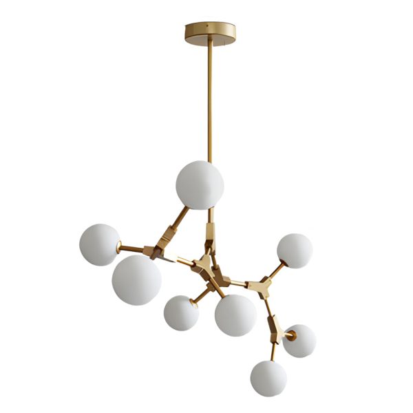 6/8-Light Gold Molecule Chandelier with White Glass Shades - Image 7