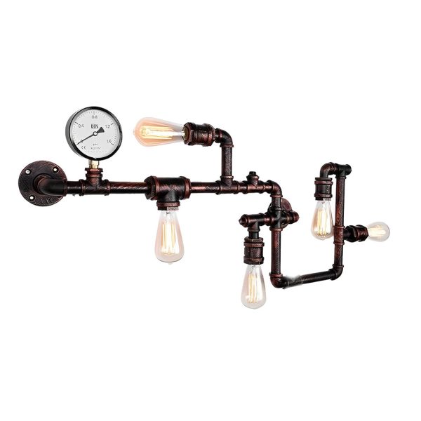 Vintage Iron Water Pipes Retro Creative Industrial Style Wall Light Fixture - Image 10