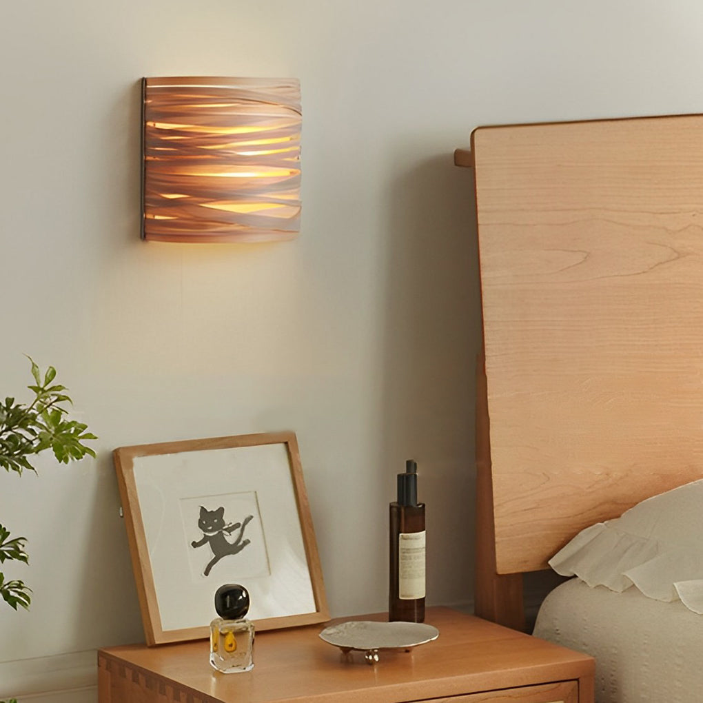 2-d9c0f7c4-5a1f-47e8-95da-c3dff4a6628f.jpg Semi-cylindrical Handmade Wood Decorative Modern Wall Lamp Atmosphere Light - Image 1