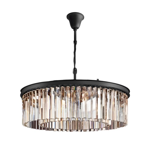 Round Metal Crystal Strip Retro American Style Chandelier Pendant Lamp - Image 9