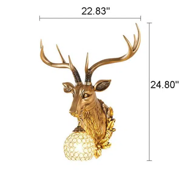 European Retro Deer Head Resin 1-Light Wall Sconce Lamp - Image 9