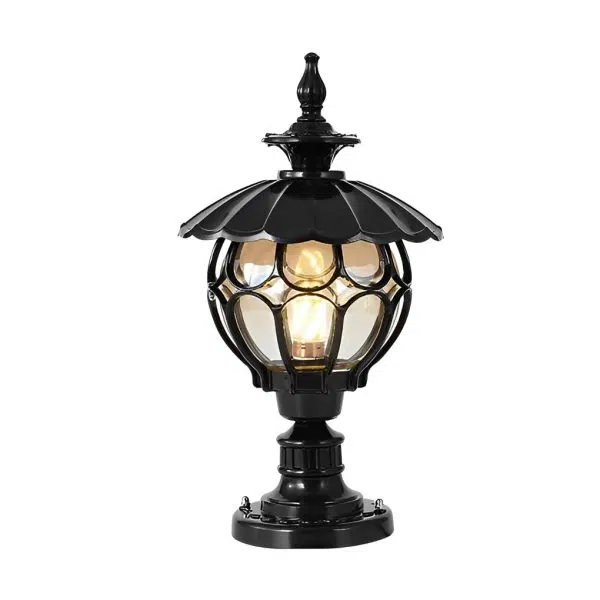 Flower Ball Cognac Glass Waterproof European Style Outdoor Pillar Lamp - Image 8