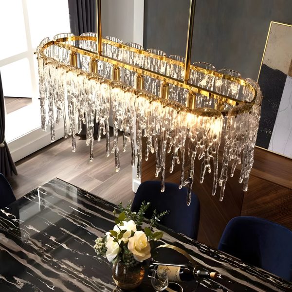 7/10-Light Luxury Glass Decor Icicles Droplet Crystal Chandelier, 3-Step Dimming - Image 3