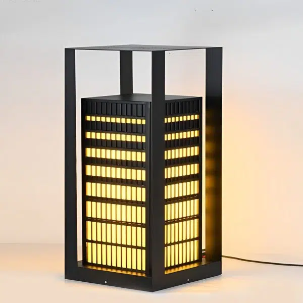 Black Industrial LED Outdoor Pathway Lantern - Building-Inspired Cuboid Design - Image 9
