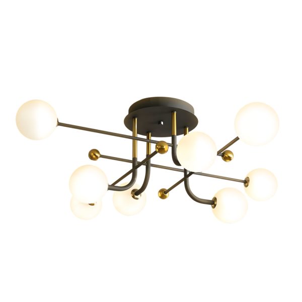 4/6/8-Light Modern Sputnik Globe Semi-Flush Mount Light with White Glass Shade - Image 8
