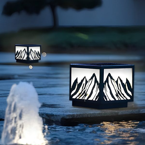 Outdoor Waterproof LED Mountain Scenery Black Solar Fence Post Lights - Image 3