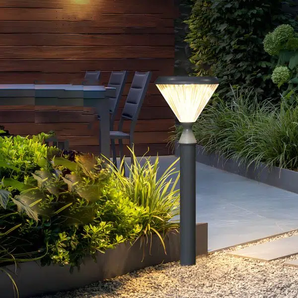 Black Solar LED Bollard Path Light for Garden - Image 2