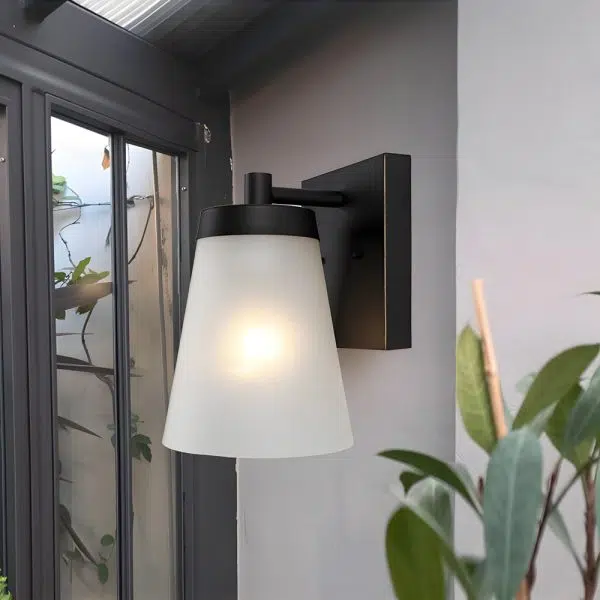 1-Light Glass Waterproof Sensor Outdoor Wall Sconce - Image 3