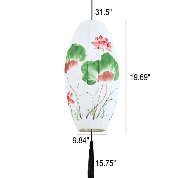 Oriental Antique Handmade Oval Lantern Fabric 1-Light Pendant Light - Image 14