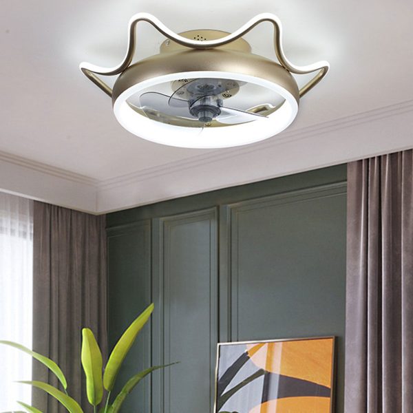 Nordic Light Luxury Round Wrought Iron LED Flush Mount Ceiling Fan Light - Image 26