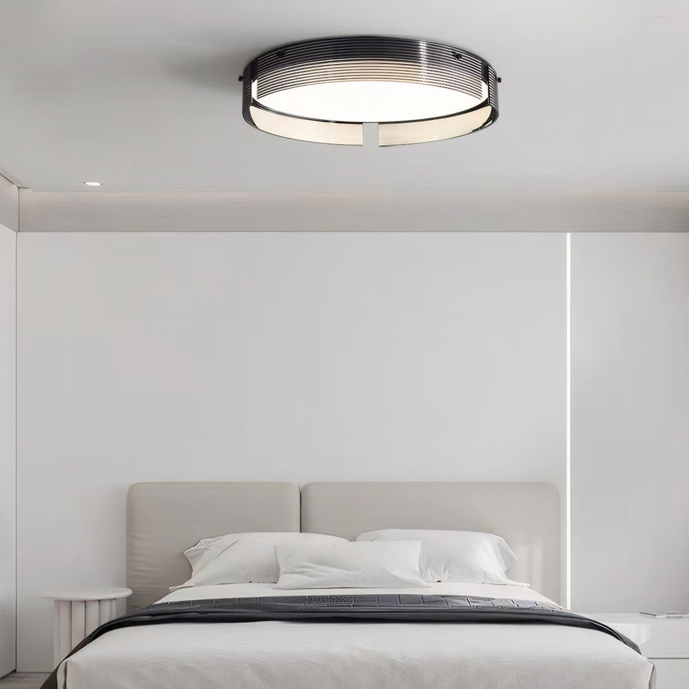 2-eee6a556-f58c-408f-a25d-9db0df98fe38.jpg 16.5/20.5-in Round Black Stripe Glass LED Flush Mount Light - Image 2