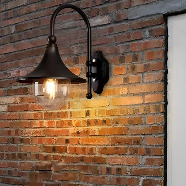 Creative Trumpet Shaped Waterproof LED Black Vintage Outdoor Wall Lamp - Image 2