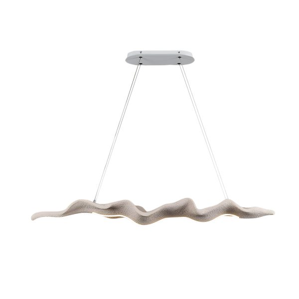 Elegant Japanese Retro Silicone Wave Wood Grain LED Pendant Light - Image 8