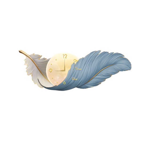 2-In-1 Wall Feather Painting Hanging Decor LED Wall Lamp Wall Clock - Image 13