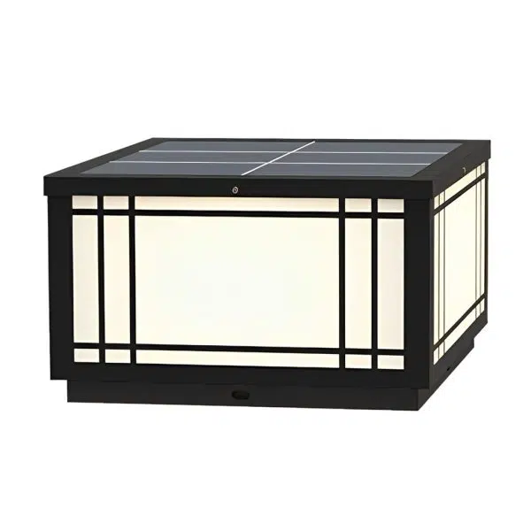 Retro Grilles Waterproof LED 3 Step Dimming Solar Fence Post Lights with Remote - Image 12