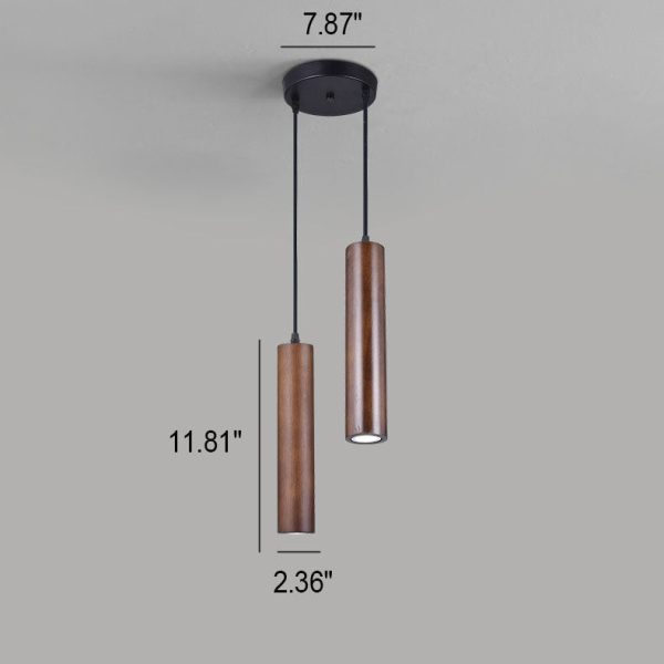 Modern Minimalist Wood Cylinder LED Pendant Light - Image 6