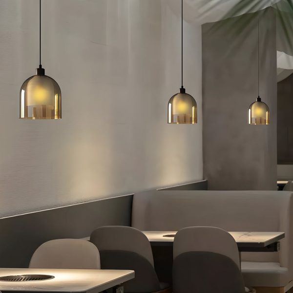 Double Glass Lampshade Creative Wood Brown Nordic Pendant Lights Fixture - Image 4