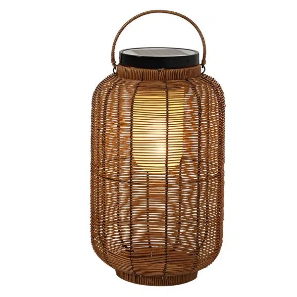 Portable Lantern Rattan LED Waterproof Solar Outdoor Lights Floor Lamp - Image 11