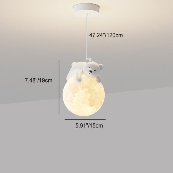 Contemporary Creative Resin Animal Rabbit Moon 1-Light Kids Pendant Light For Living Room - Image 7