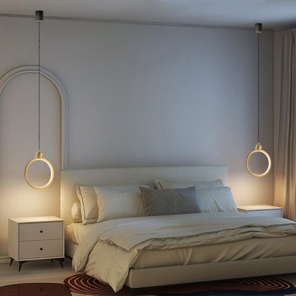 Minimalist Ring 3 Step Dimming LED Aluminum Leather Modern Pendant Lights - Image 2