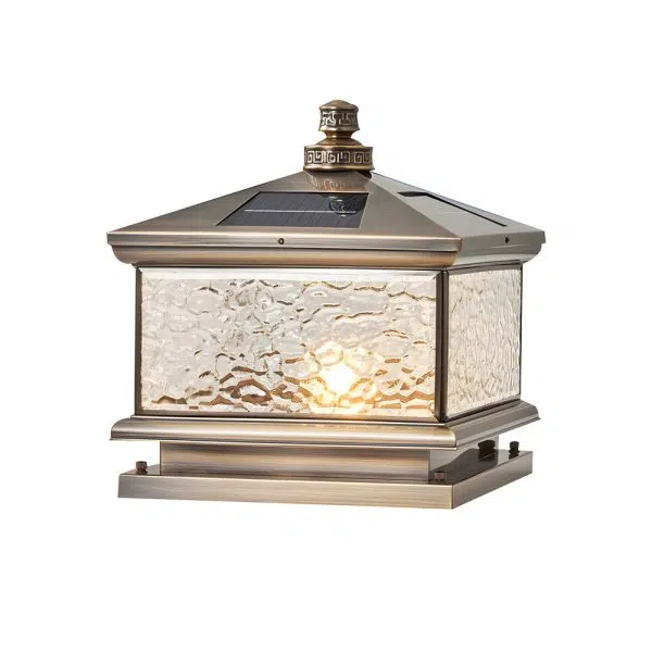 Retro Square Antique Brass Pier Mount Post Light - Image 11