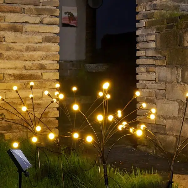 2-Pack LED Solar Firefly Garden Lights Swaying Starburst Outdoor Landscape Lighting - Image 2
