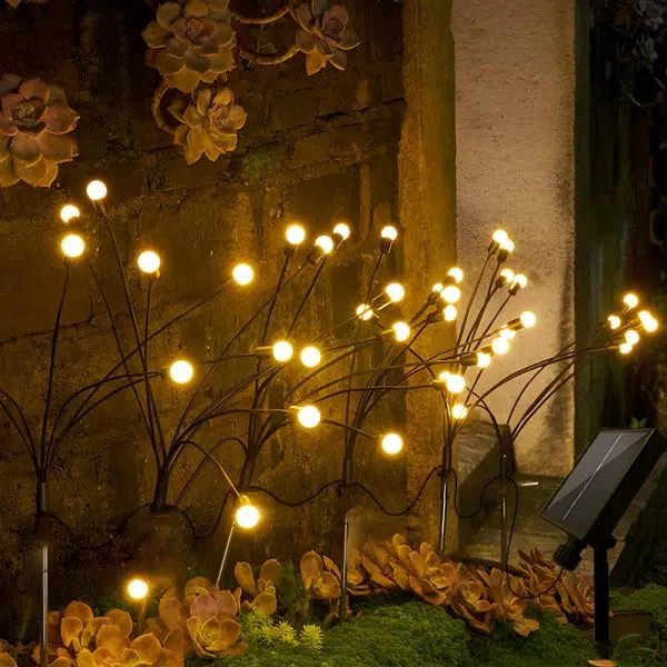 2-Pack LED Solar Firefly Garden Lights Swaying Starburst Outdoor Landscape Lighting - Image 4