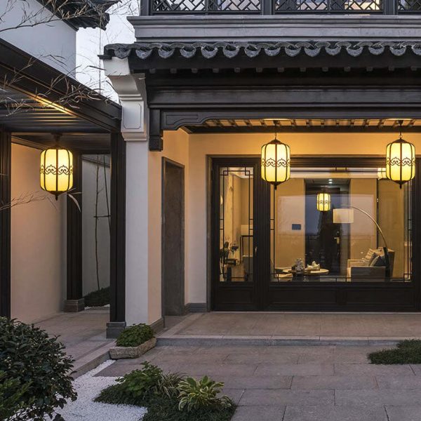 Modern Chinese Marble Lantern Outdoor Waterproof 1-Light Pendant Light - Image 15