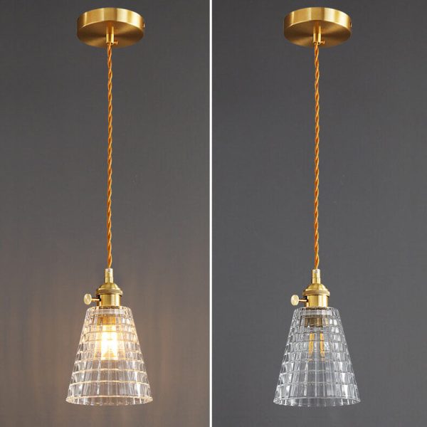 Modern Luxury Glass Bell Shade Brass 1-Light Pendant Light - Image 22
