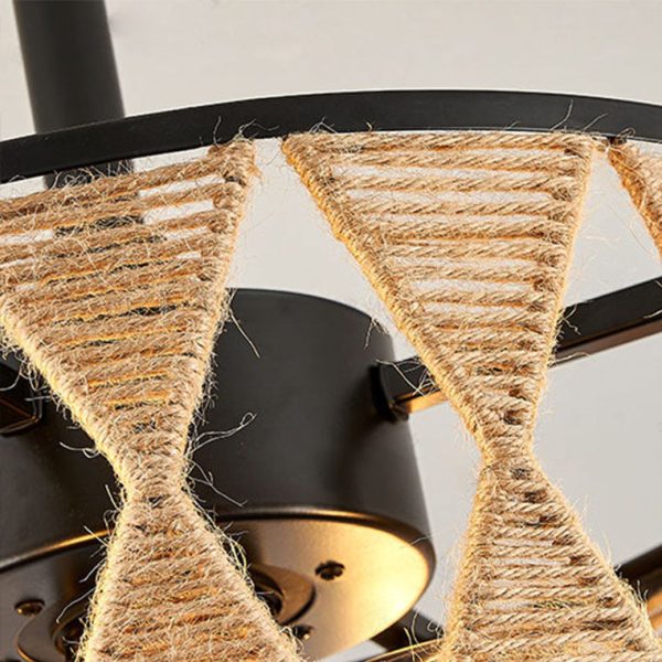 Industrial Round Twisted Rope Iron 4-Light Downrods Ceiling Fan Light - Image 7