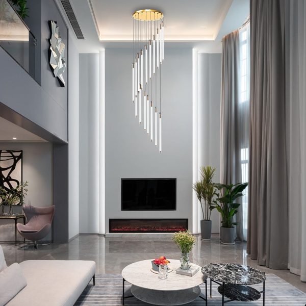 Spiral Creative Long Strip LED Modern Duplex Staircase Chandelier Light - Image 6