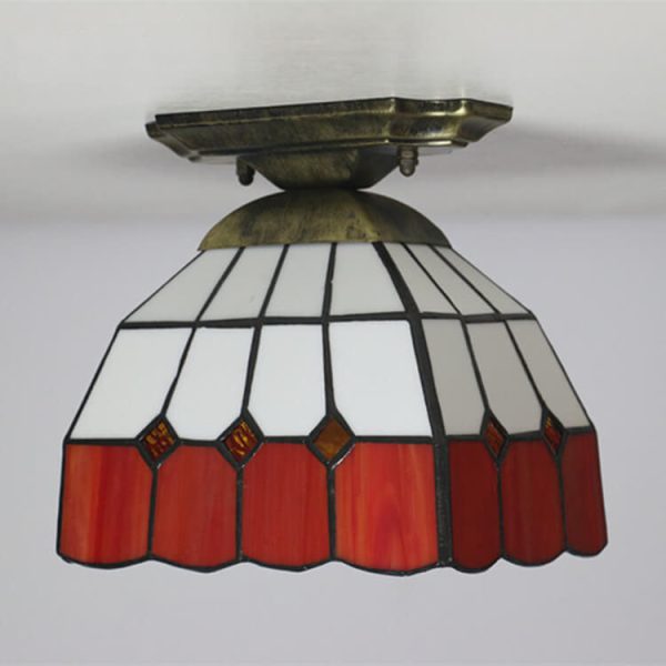 Tiffany Stained Glass Dome 1-Light Semi-Flush Mount Ceiling Light - Image 18