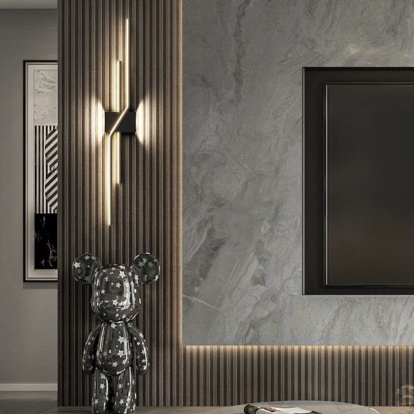 Modern Minimalist Aluminum Geometric Long Straight Line LED Wall Sconce Lamp For Living Room - Image 7