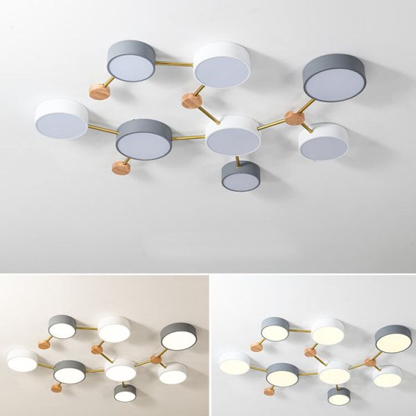 Scandinavian Minimalist Solid Wood Iron LED Flush Mount Lighting - Image 4