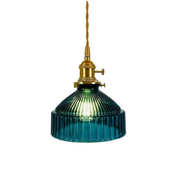 Nordic Stained Glass Dome Brass 1-Light Pendant Light - Image 6