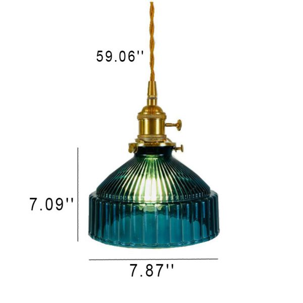Nordic Stained Glass Dome Brass 1-Light Pendant Light - Image 5