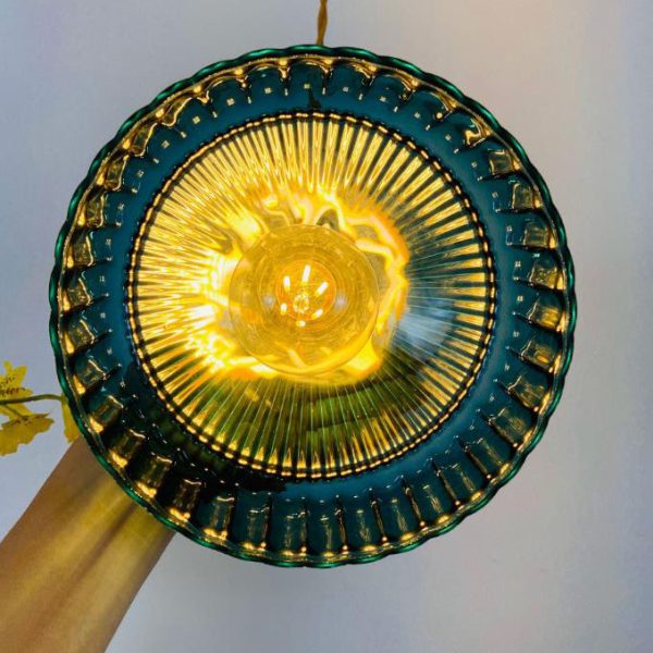 Nordic Stained Glass Dome Brass 1-Light Pendant Light - Image 18