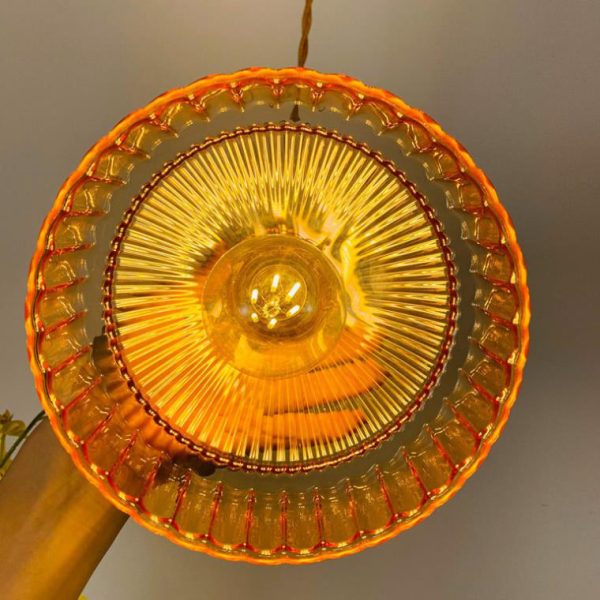 Nordic Stained Glass Dome Brass 1-Light Pendant Light - Image 16