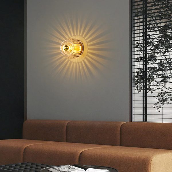 Modern Luxury Glass Sun Shape Full Copper Dual Purpose 1-Light Flush Mount Light - Image 18