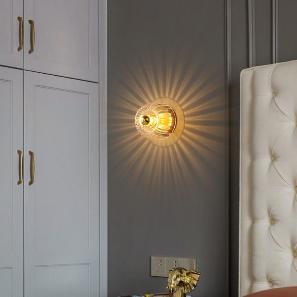 Modern Luxury Glass Sun Shape Full Copper Dual Purpose 1-Light Flush Mount Light - Image 4